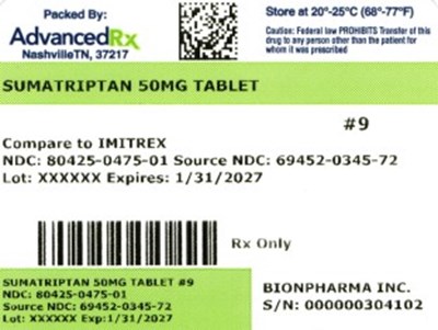 Sumatriptan 50mg #9 (Sumatriptan 50mg 80425 0475 01)